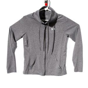 Under Armour Loose Heatgear Full Zip Up Jacket Funnel Neck Heather Gray Size S